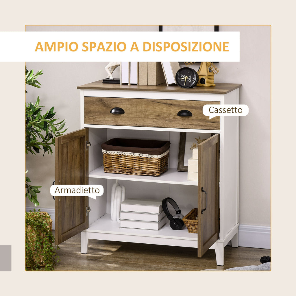 Easycomfort Mobile Multiuso in Truciolato with Armadietto e Cassetto in Stile Rustico, 78.5x39x89.4cm, white