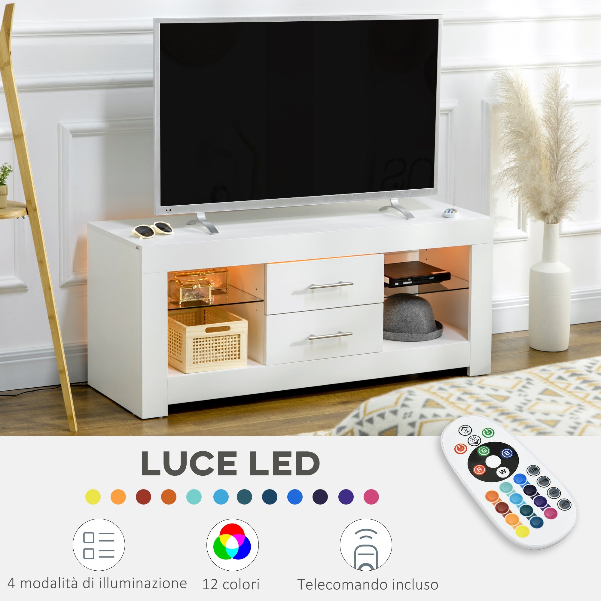 EasyComfort TV-meubel voor 55" – 120x40x50 cm, wit