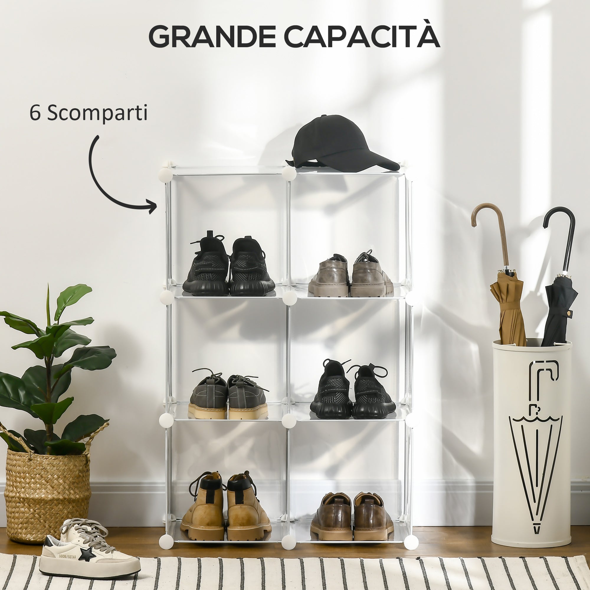 EasyComfort modulaire schoenenkast 6 kubussen transparant