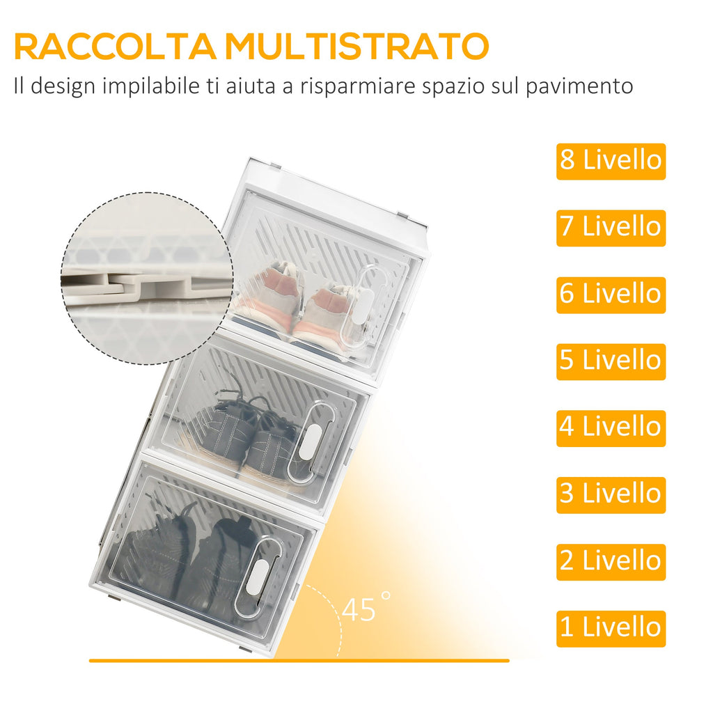 Easycomfort Mobile Scarpiera Modulare Salvaspazio, 8 Cubi 28x36x21 cm in Plastica PP, white