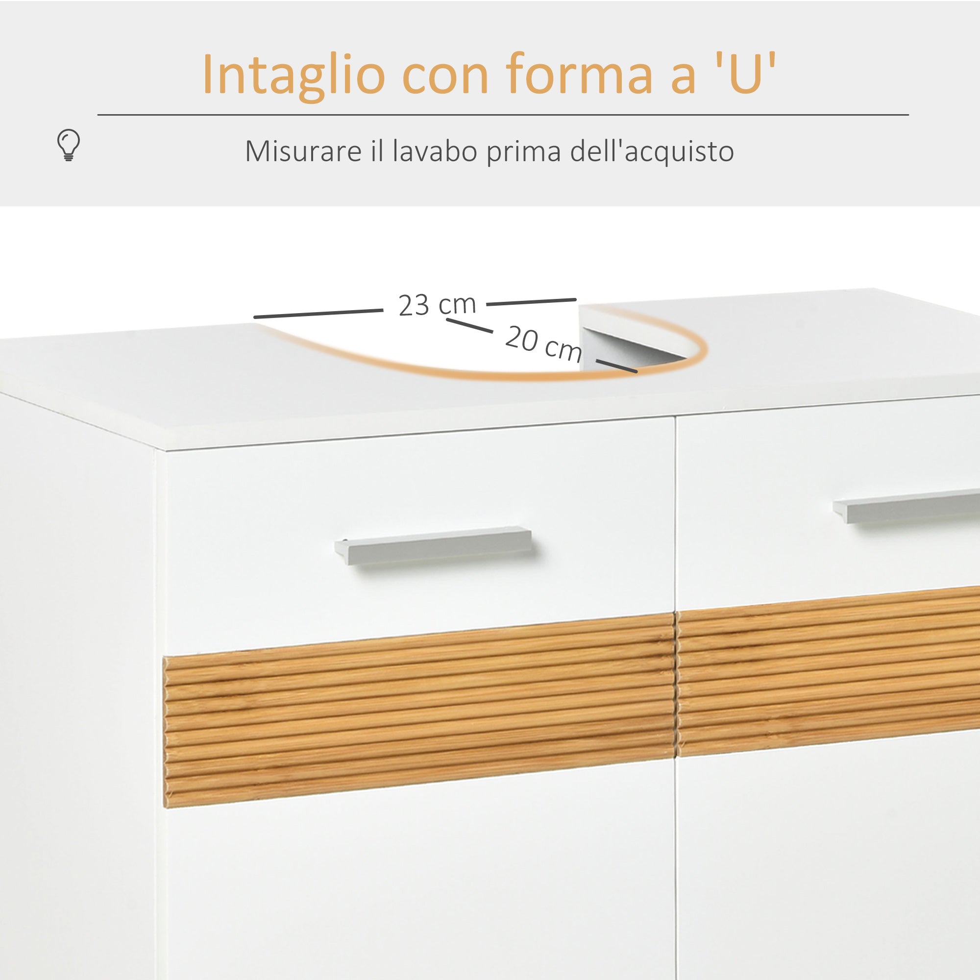EasyComfort Mobile Moderno Sotto Lavabo Bagno per nascondere tubi idraulici, Sottolavandino with Antine in Legno white, 60x30x60.5cm