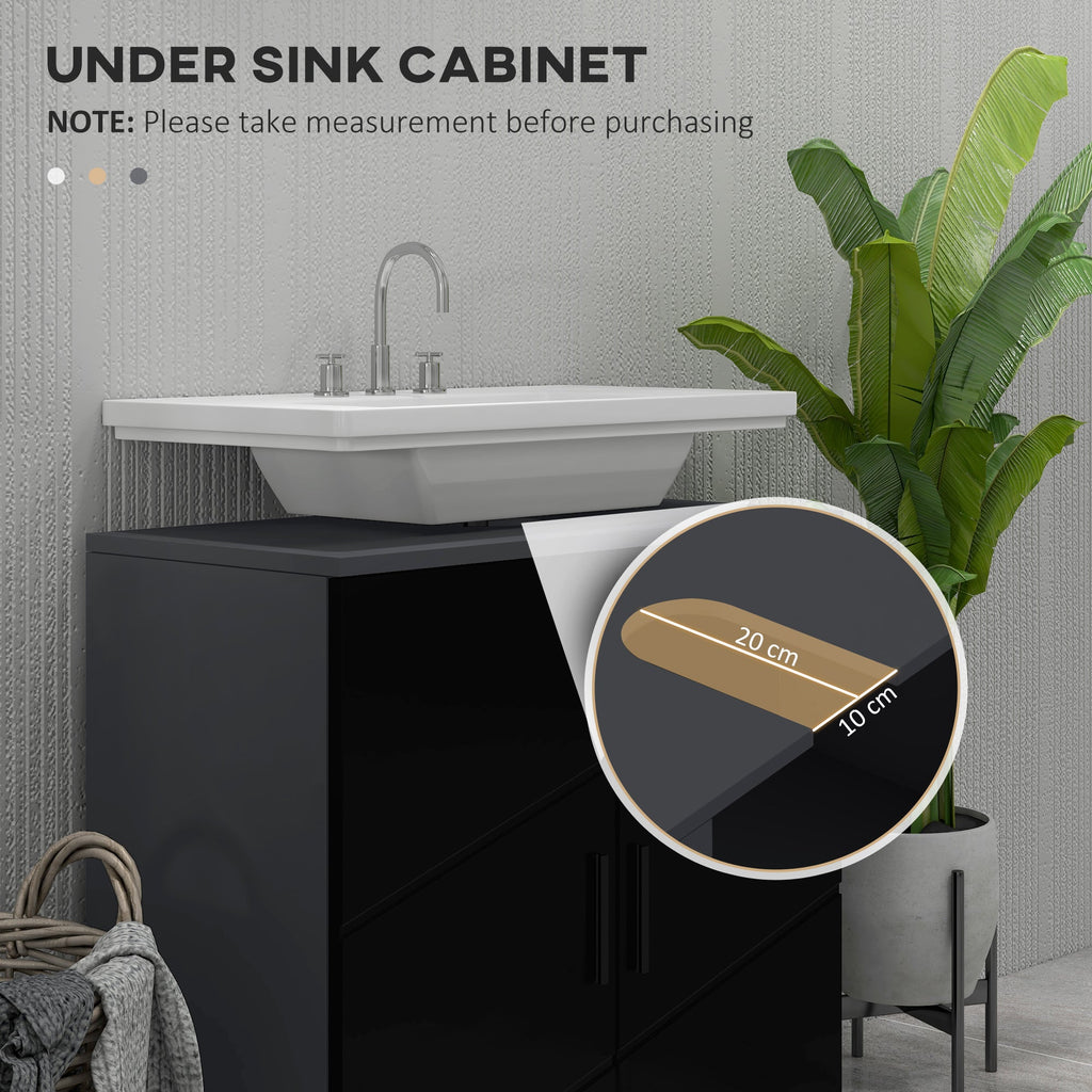 Easycomfort Mobile Sottolavabo Bagno in Legno with Armadietto 2 Ante, 60x30x60cm, black