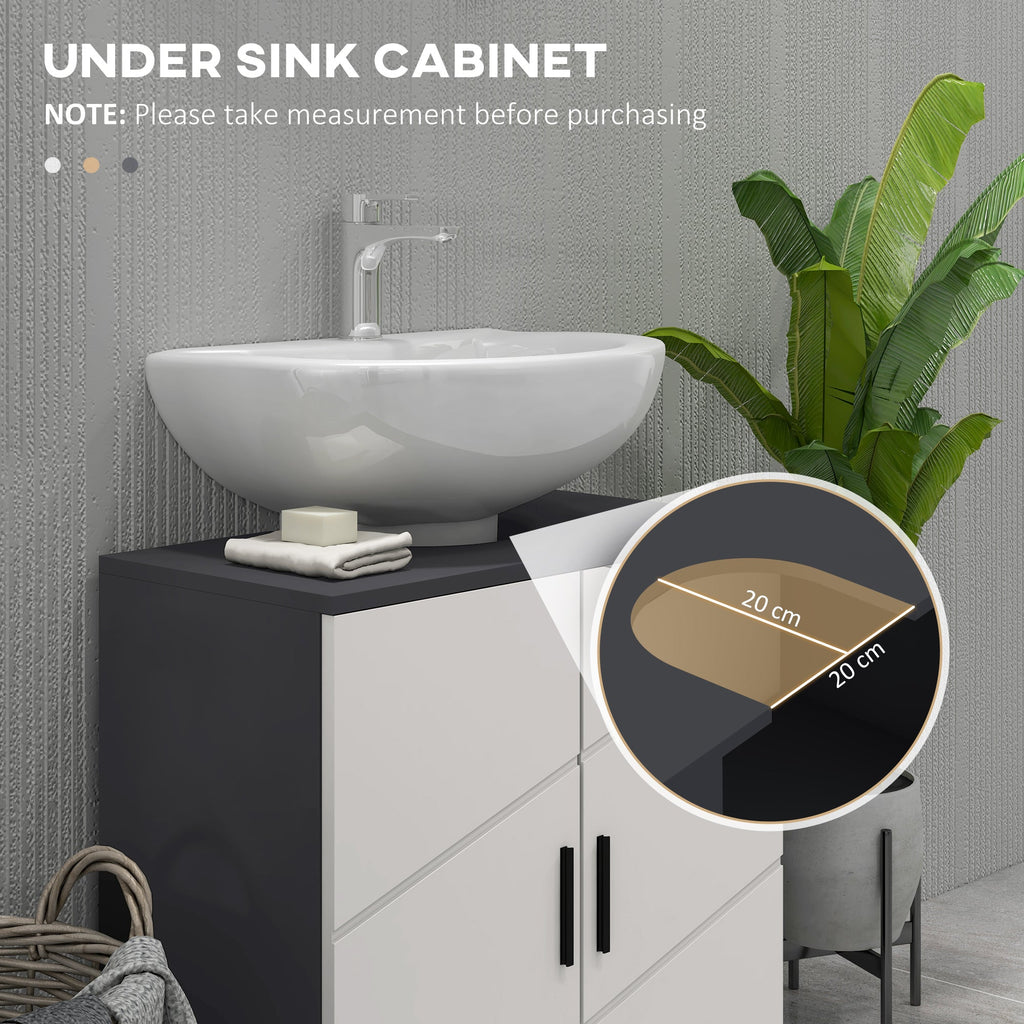 Easycomfort Mobile Sottolavabo Bagno per Piedistallo with Armadietto 2 Ante, 60x30x60cm, Grigio