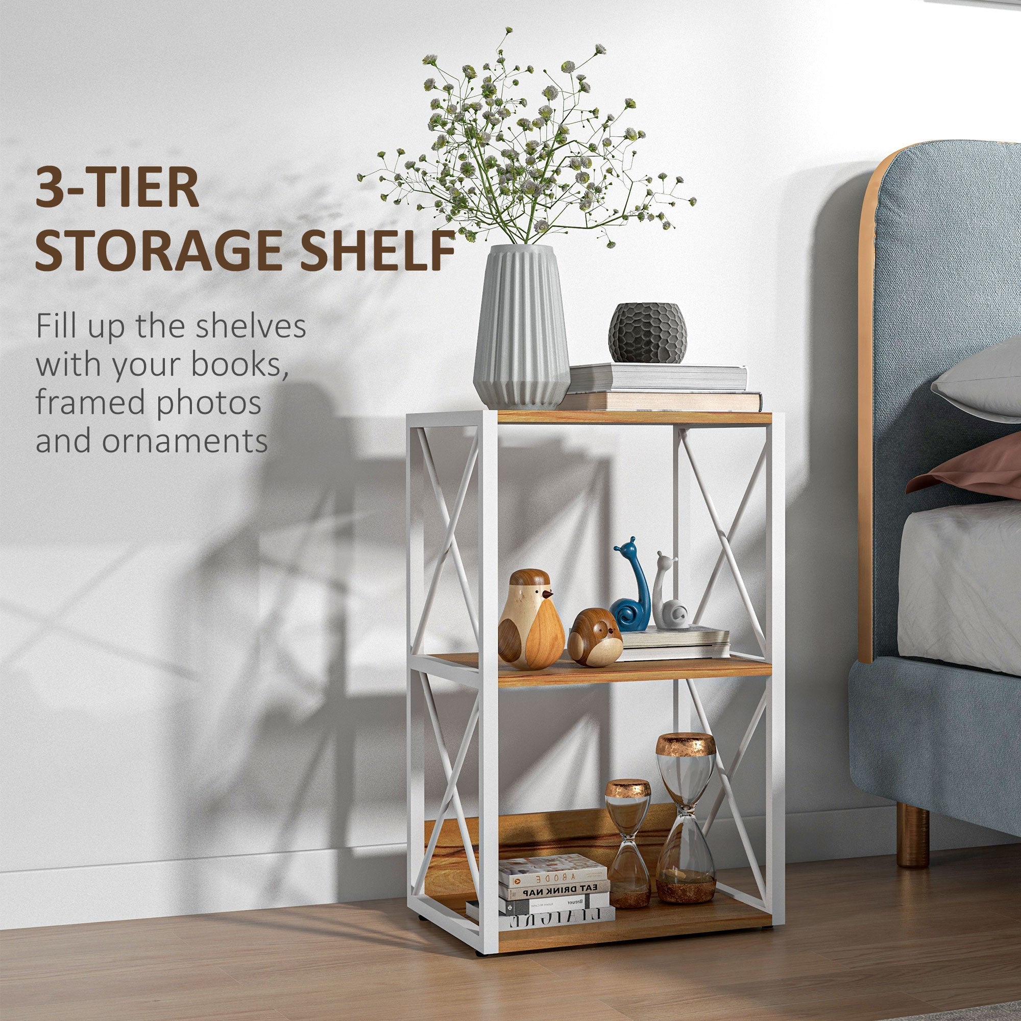 Easycomfort Mobiletto Scaffale per Soggiorno Cucina, Bagno 3 Ripiani Salvaspazio Legno 40x35x72.5cm