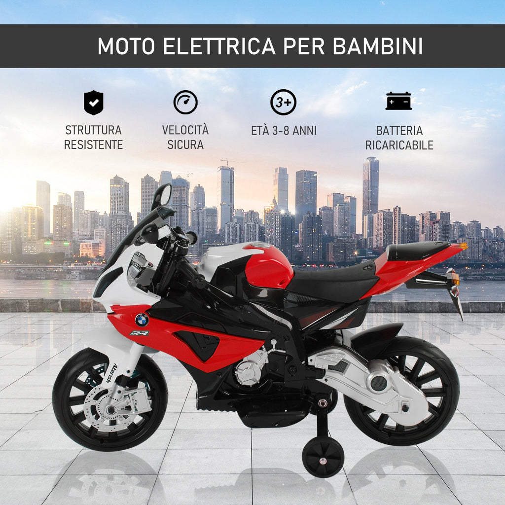 Easycomfort Moto Elettrica per Bambini 3-8 Anni with Licenza BMW, Batteria 12V, Rotelle e Luci, 110x47x69 cm