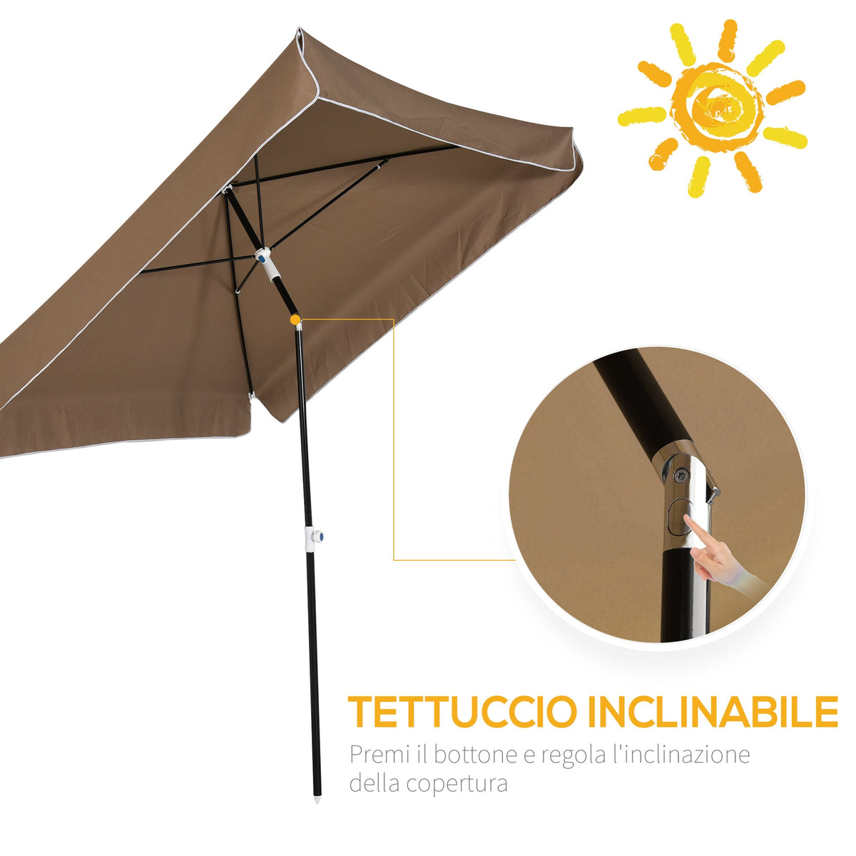 EasyComfort 2x2 m vierkante parasol – verstelbaar en draagbaar