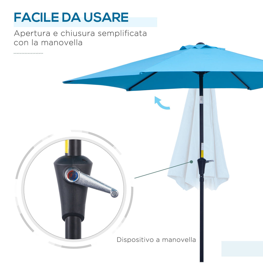 EasyComfort Tuinparasol Ø270 cm met slinger en kantelkop, blauw