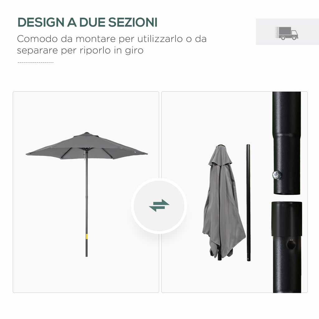 EasyComfort Tuinparasol Ø196 cm, 6 stokken, antraciet