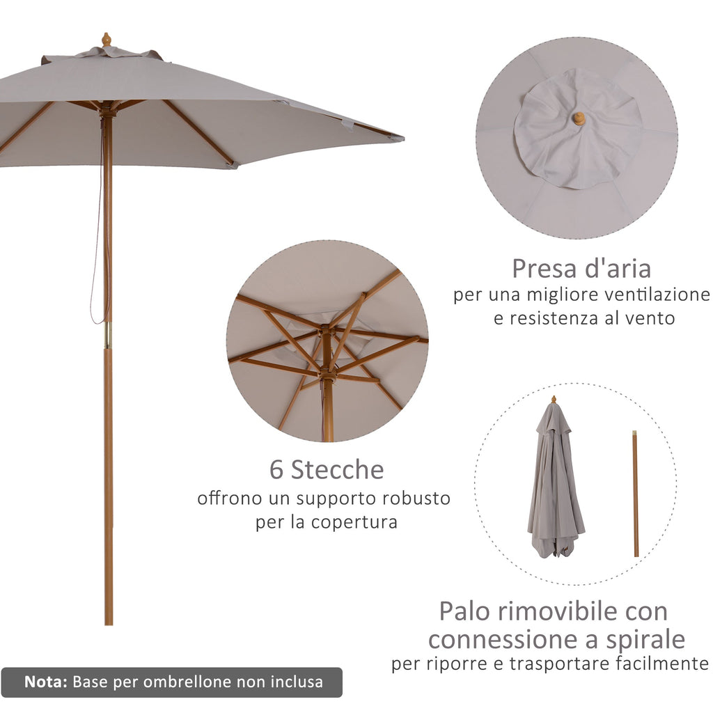 EasyComfort 6-spaaks tuinparasol 2.5x2.3m, grijs