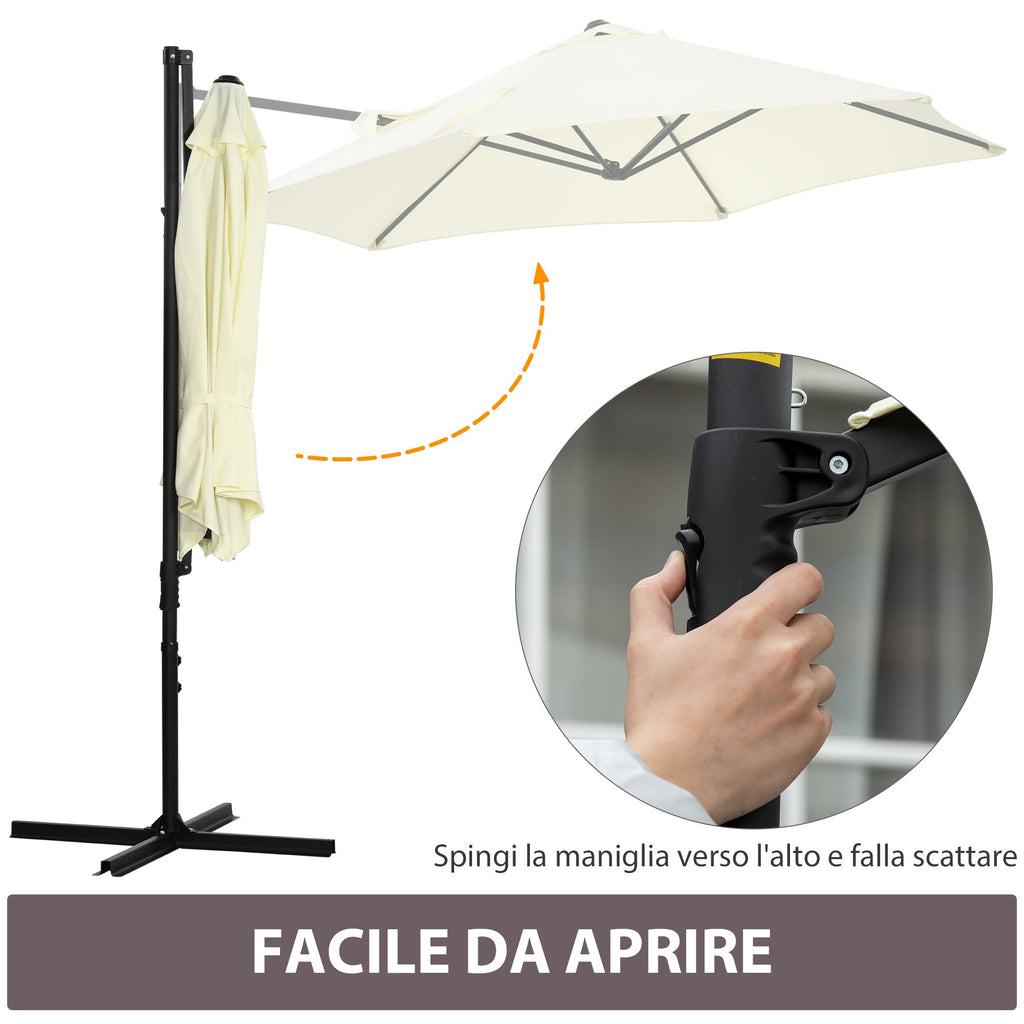 EasyComfort 2.6x2.5 m zweefparasol met 360° rotatie, beige