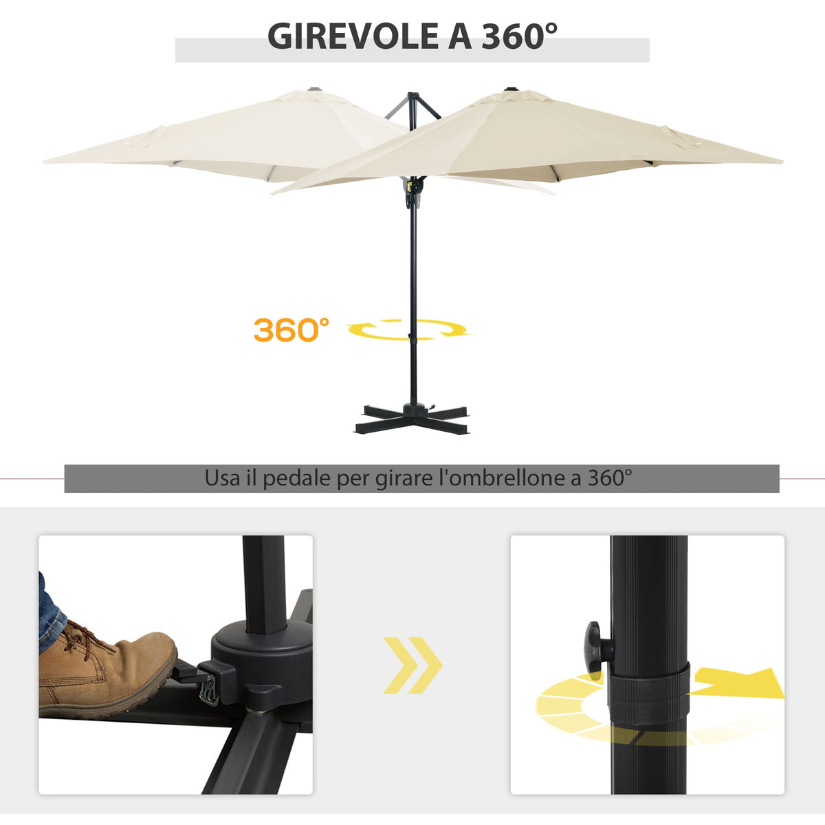 EasyComfort Tuinparasol 2.5x2.5 m crème