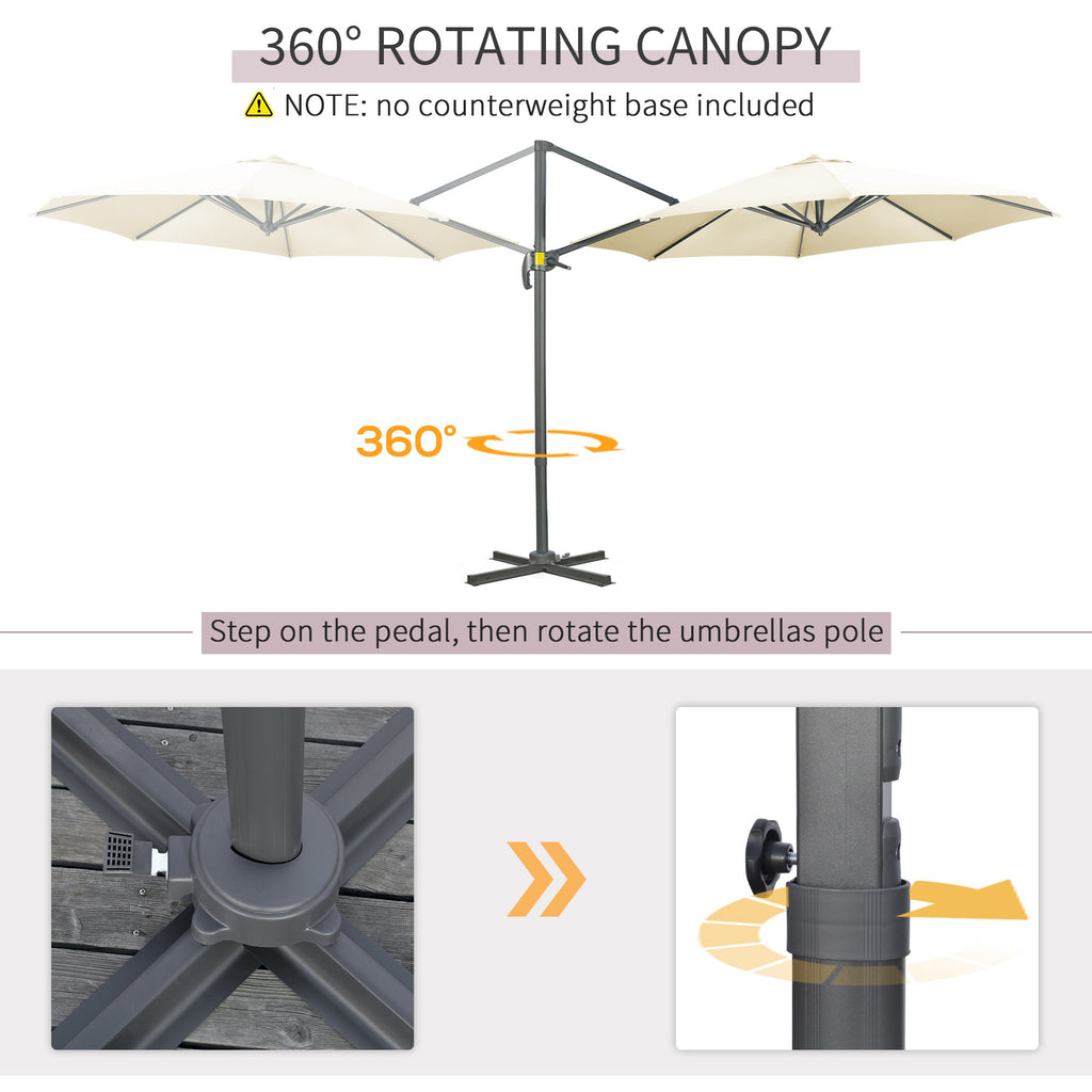 Easycomfort Ombrellone da Giardino Decentrato 3x2.5 m with Angolazione Regolabile e Girevole a 360°, Crema