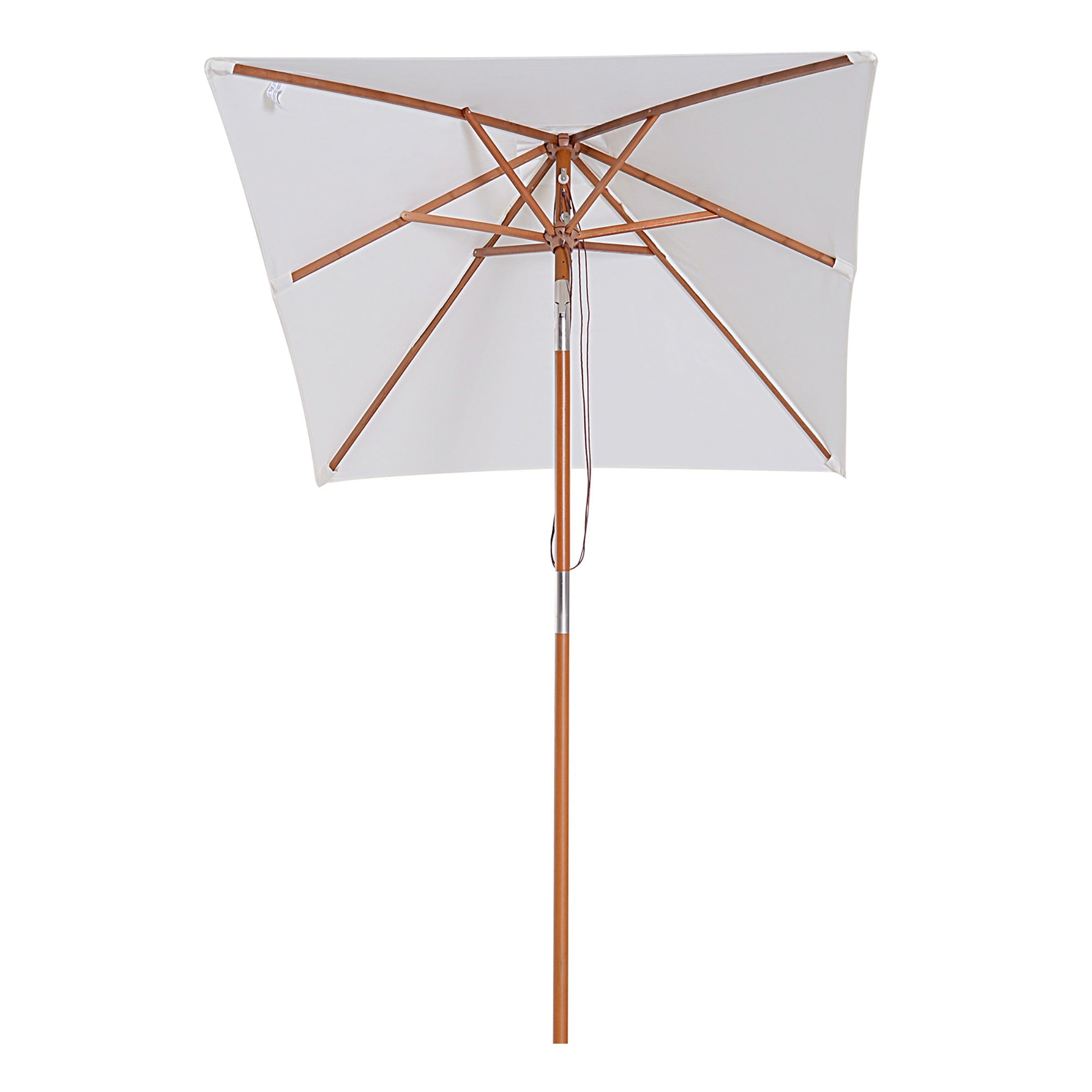 EASYCOMFORT Tilting Garden Umbrella 2x1.5m with 6 ribs with Fir Wood Pole and Rope, Beige