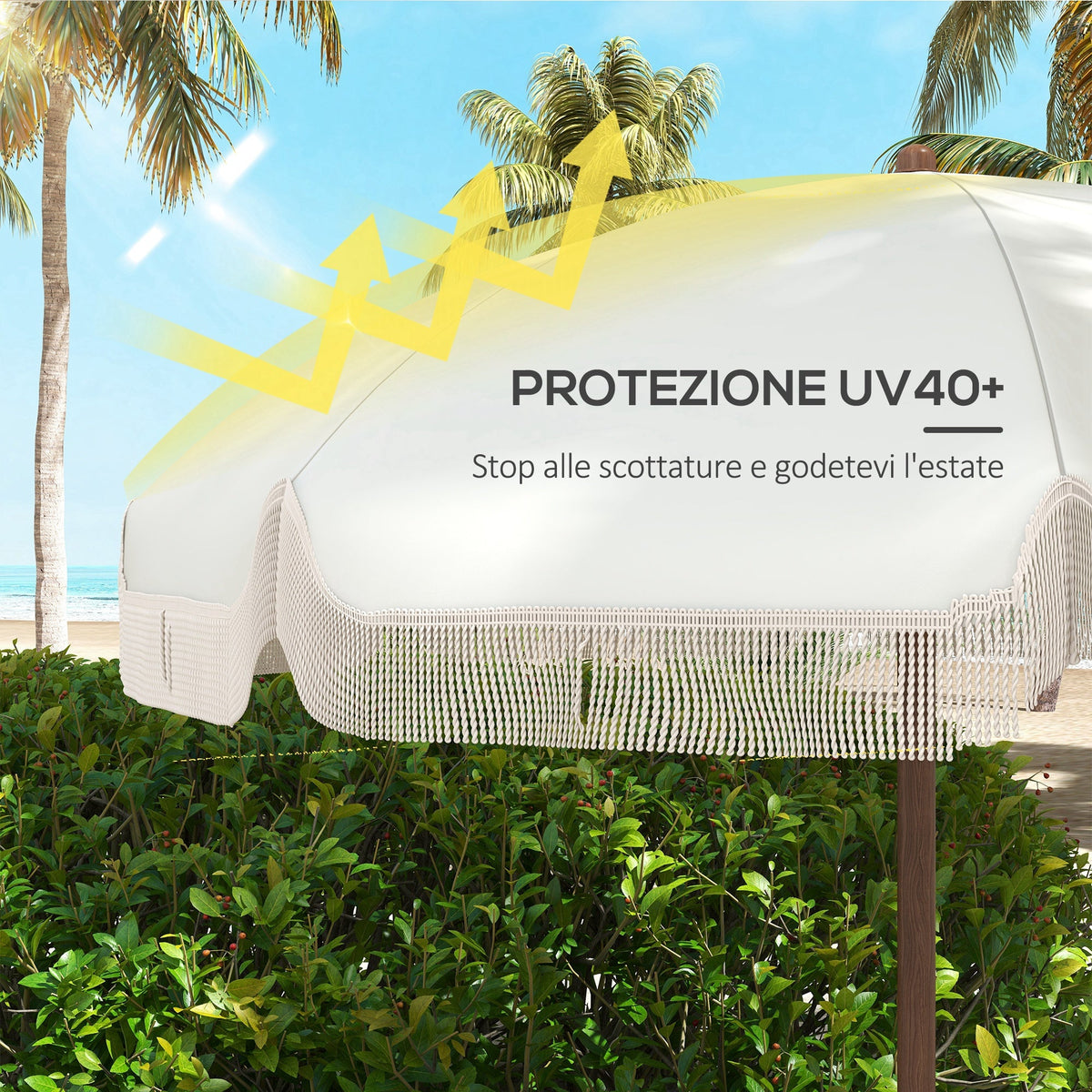 EasyComfort Ombrellone da Spiaggia Salvaspazio Strandparasol Ø1.9 m UV40+