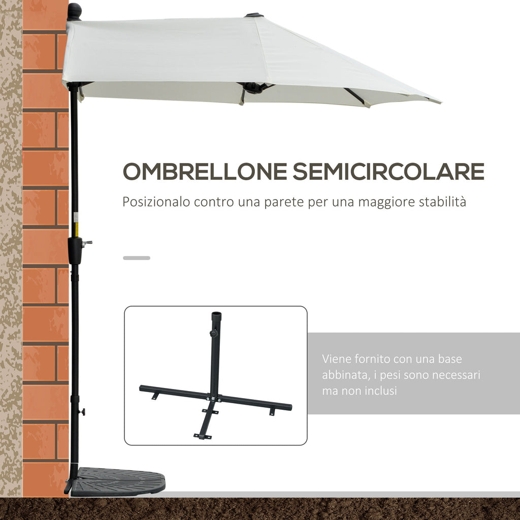 EasyComfort Ombrellone Semicircolare with Manovella e Tettuccio Anti UV, 200x190x240 cm, Crema