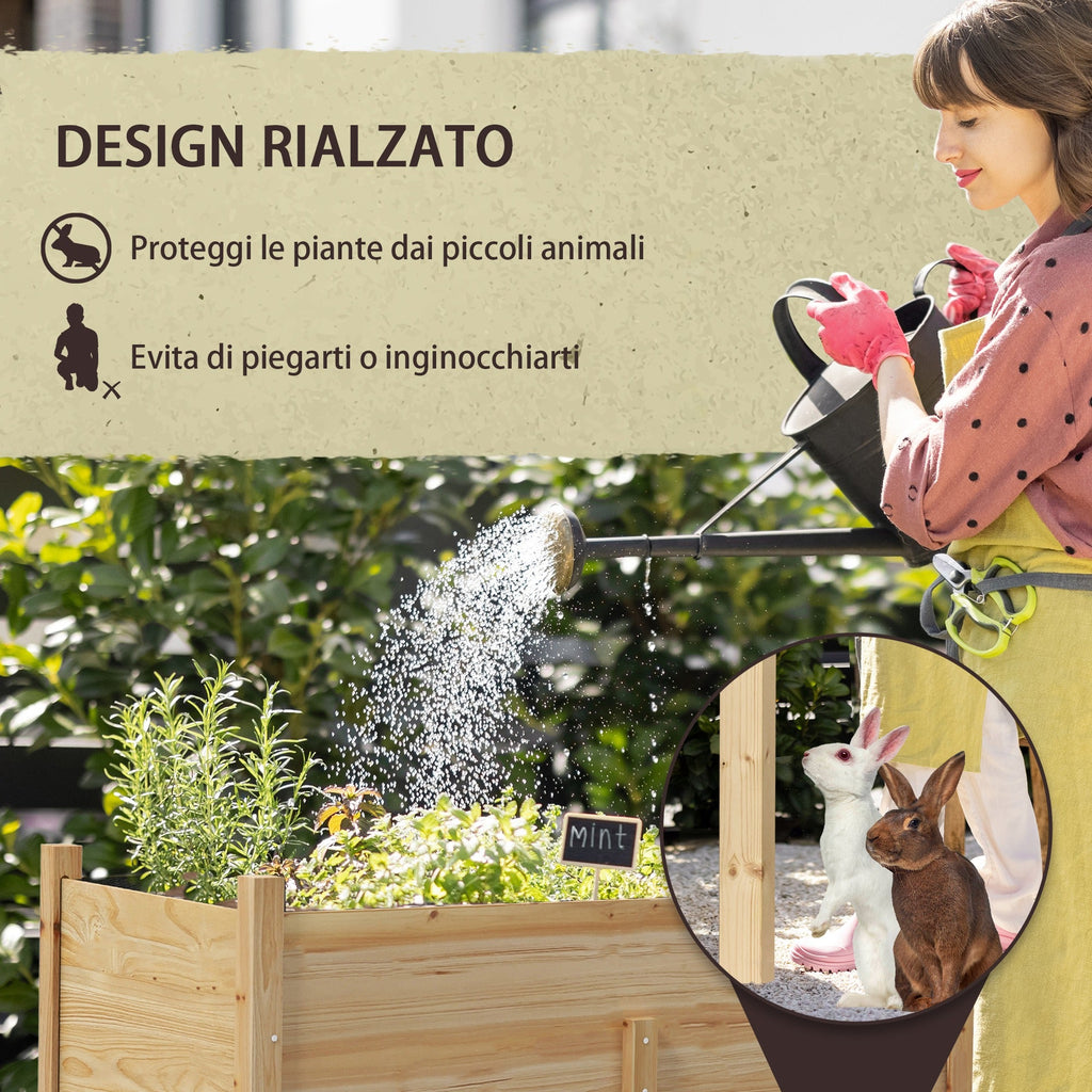 EasyComfort Orto Rialzato with 2 Fori di Drenaggio e Sacca in Tessuto non Tessuto, in Legno di Abete, 115x55x80 cm