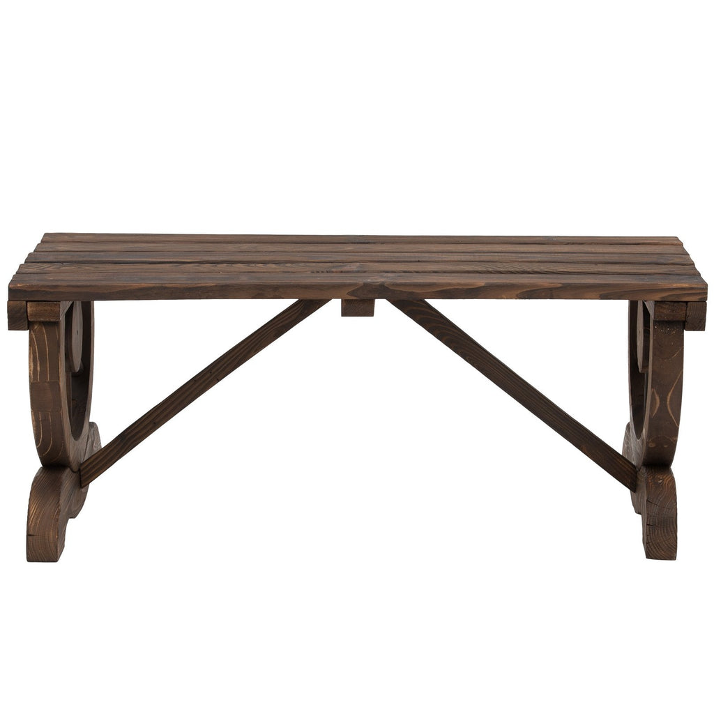 EASYCOMFORT Outdoor Bench for 2 people in Burnt Effect Fir Wood 105x50x53cm