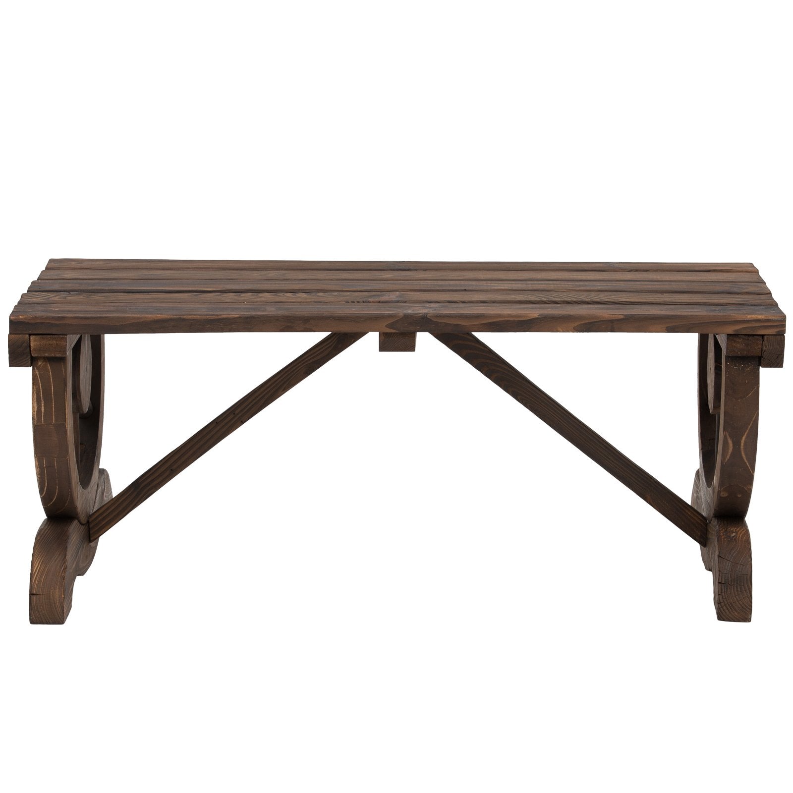 EASYCOMFORT Outdoor Bench for 2 people in Burnt Effect Fir Wood 105x50x53cm