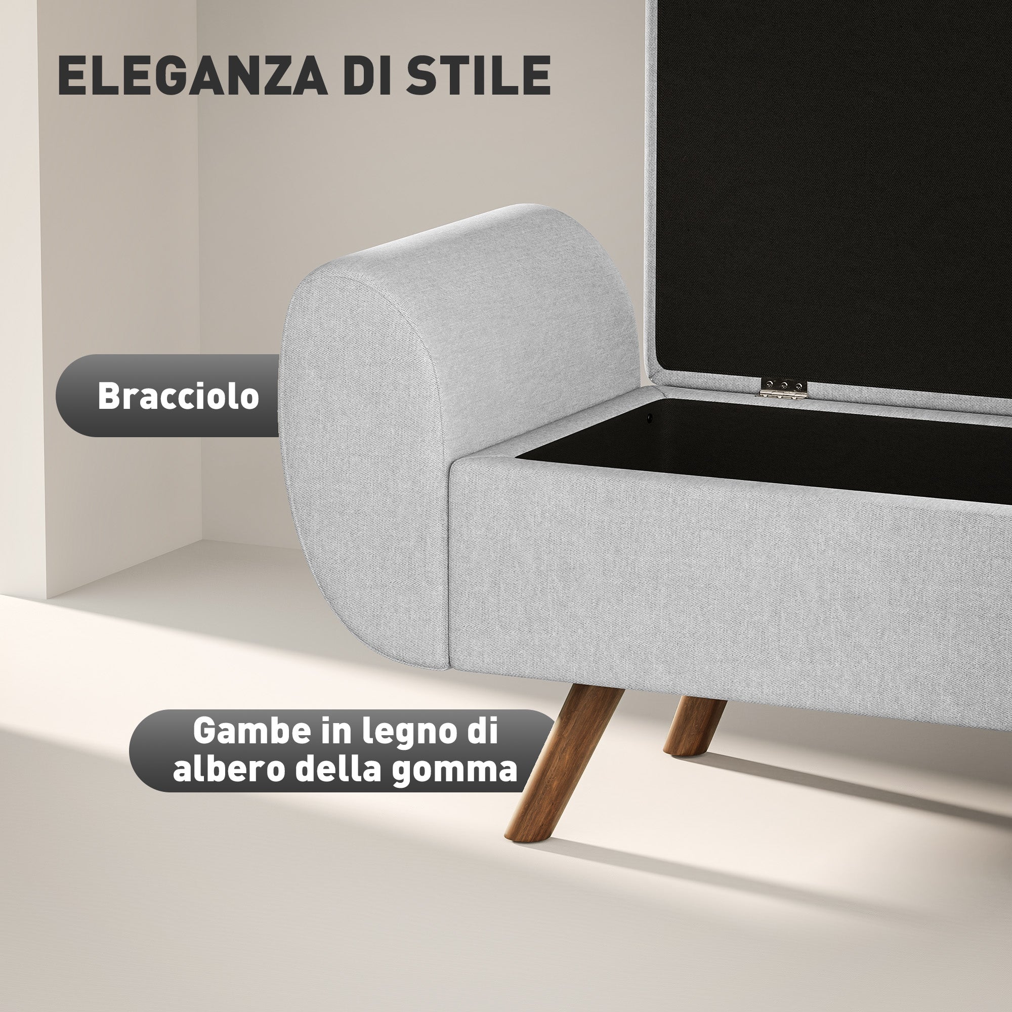 EasyComfort Panca Contenitore Opbergbank 53.8L 132x42x50 cm, Grijs