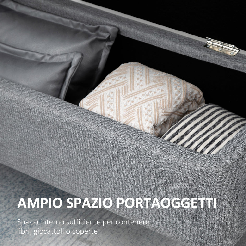 EasyComfort Panca Contenitore in Tessuto Effetto Velluto, per Camera, Soggiorno e Ingresso, 101x38.5x44.5 cm, Grigio