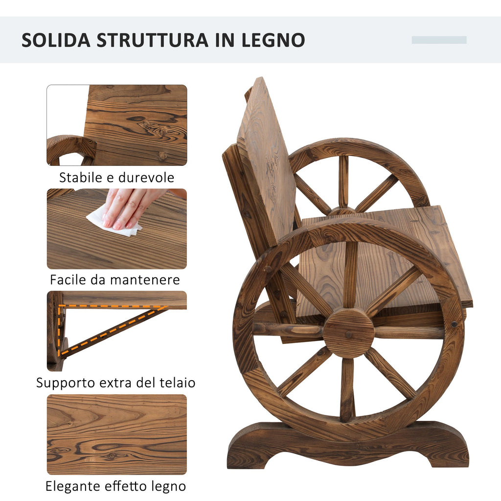 EasyComfort Panca da Giardino 2 Posti with Schienale Alto, in Legno di Abete, 114x58x80 cm, Marrone