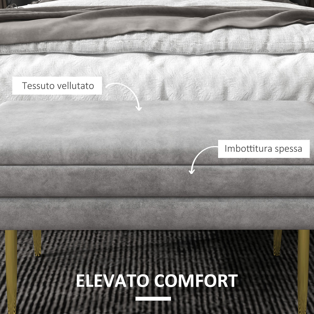 EasyComfort Panca Fondo Letto with Spazio Portaoggetti, in Acciaio e Poliestere, 79.5x37.5x43 cm, Grigia