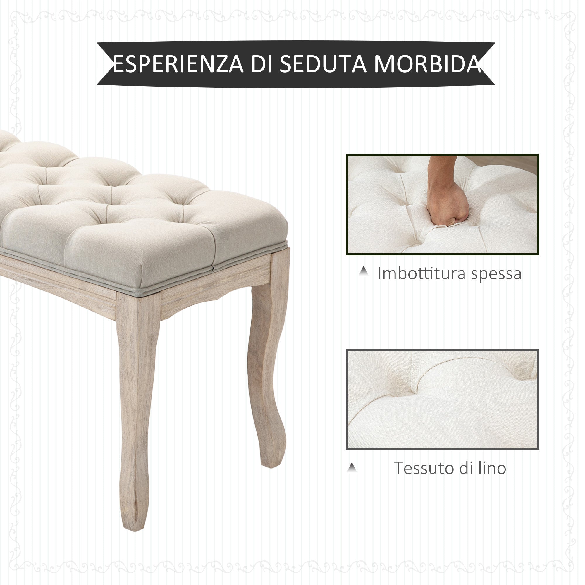 EasyComfort Vintage bankje 110x40x48 cm Beige
