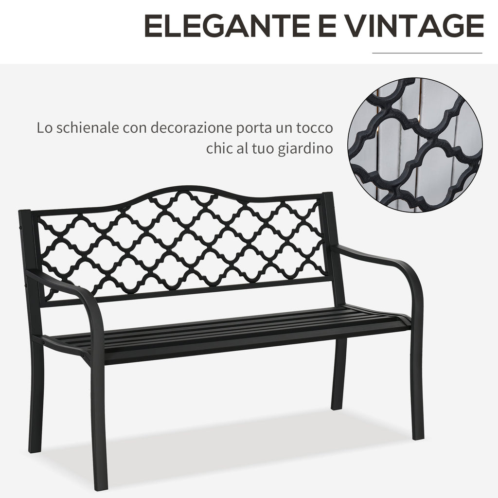 EasyComfort 2-zits tuinbank staal/gietijzer 128x58.5x89 cm zwart
