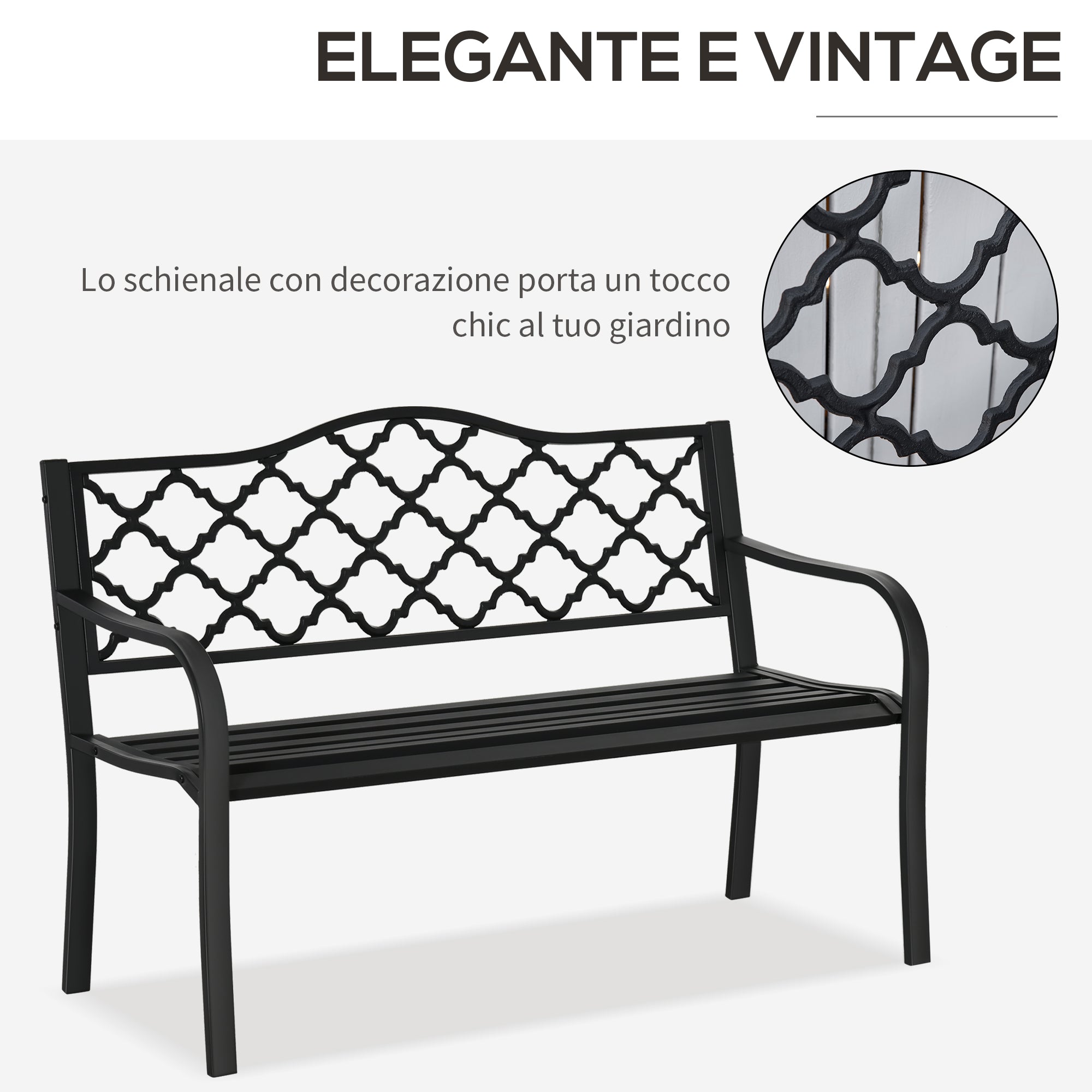 EasyComfort 2-zits tuinbank staal/gietijzer 128x58.5x89 cm zwart