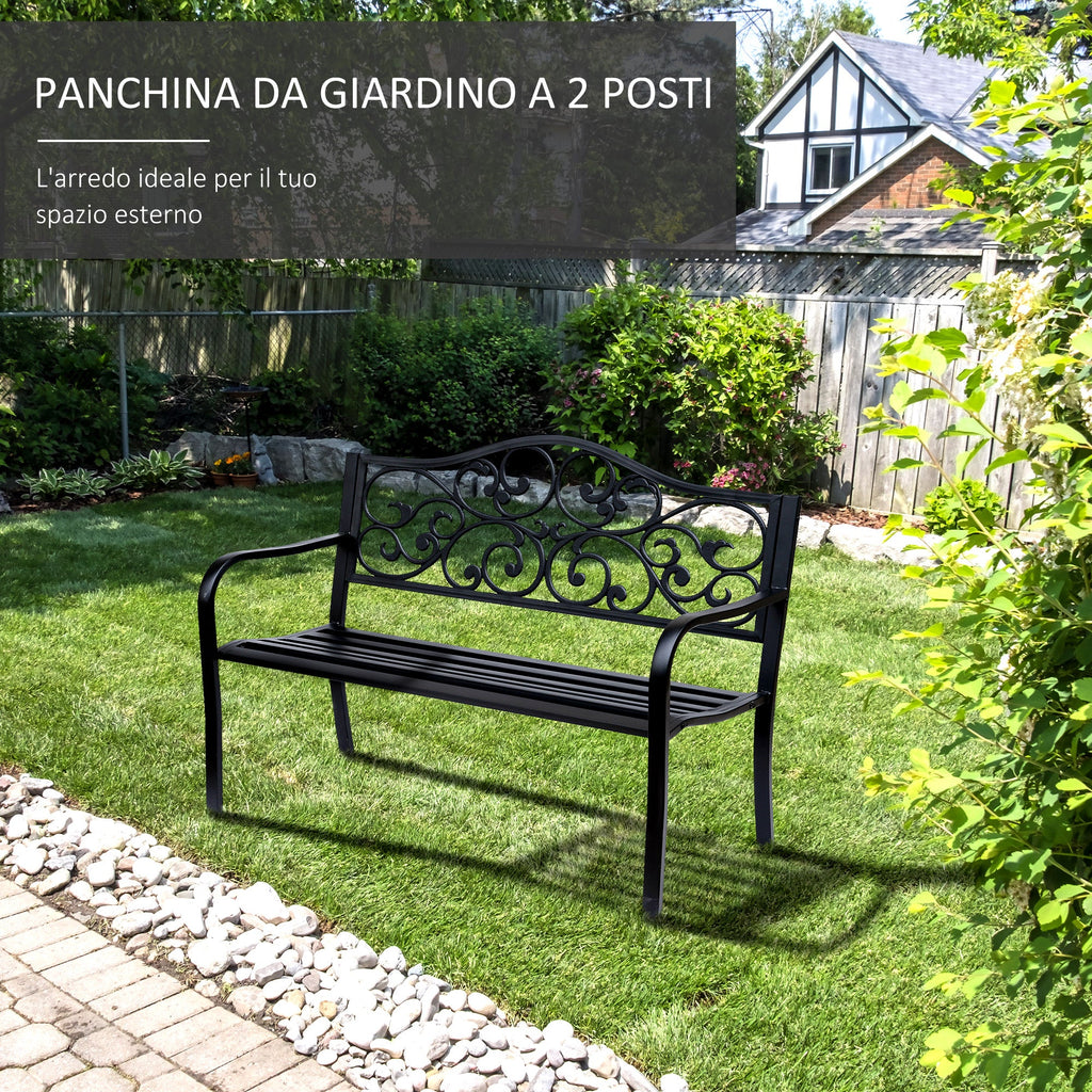 EasyComfort Panchina da Giardino 2-zits tuinbank, 127x60x89 cm, zwart