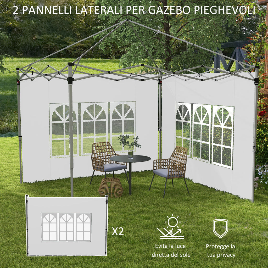 EasyComfort Pareti per Gazebo 3x3 o 3x4 with Finestrelle Incluse, in Plastica e Tessuto Oxford, 295x195 cm, white