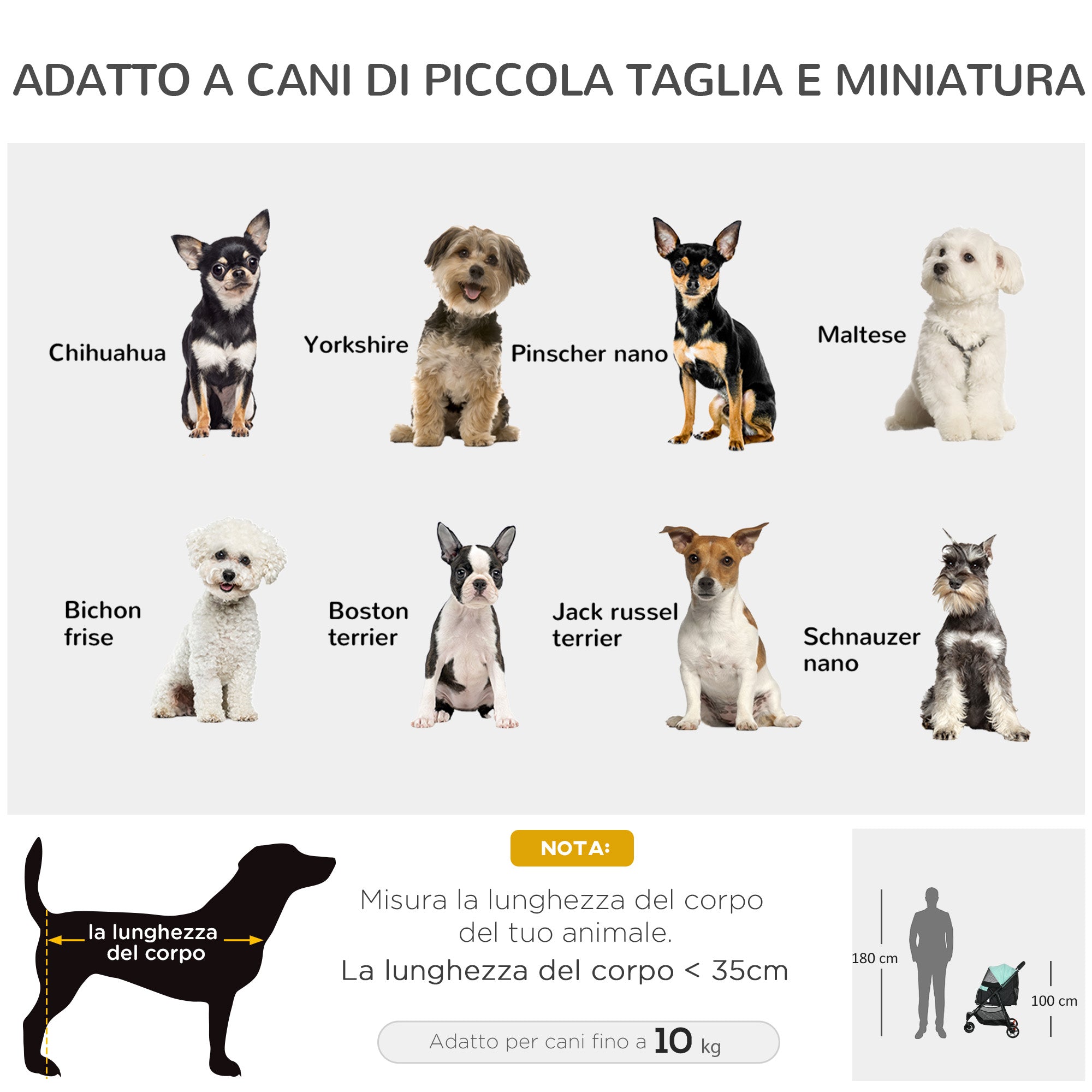 EasyComfort Passeggino per Cani Piccoli Pieghevole a 3 Ruote con Copertura Antipioggia e Cestino, Verde