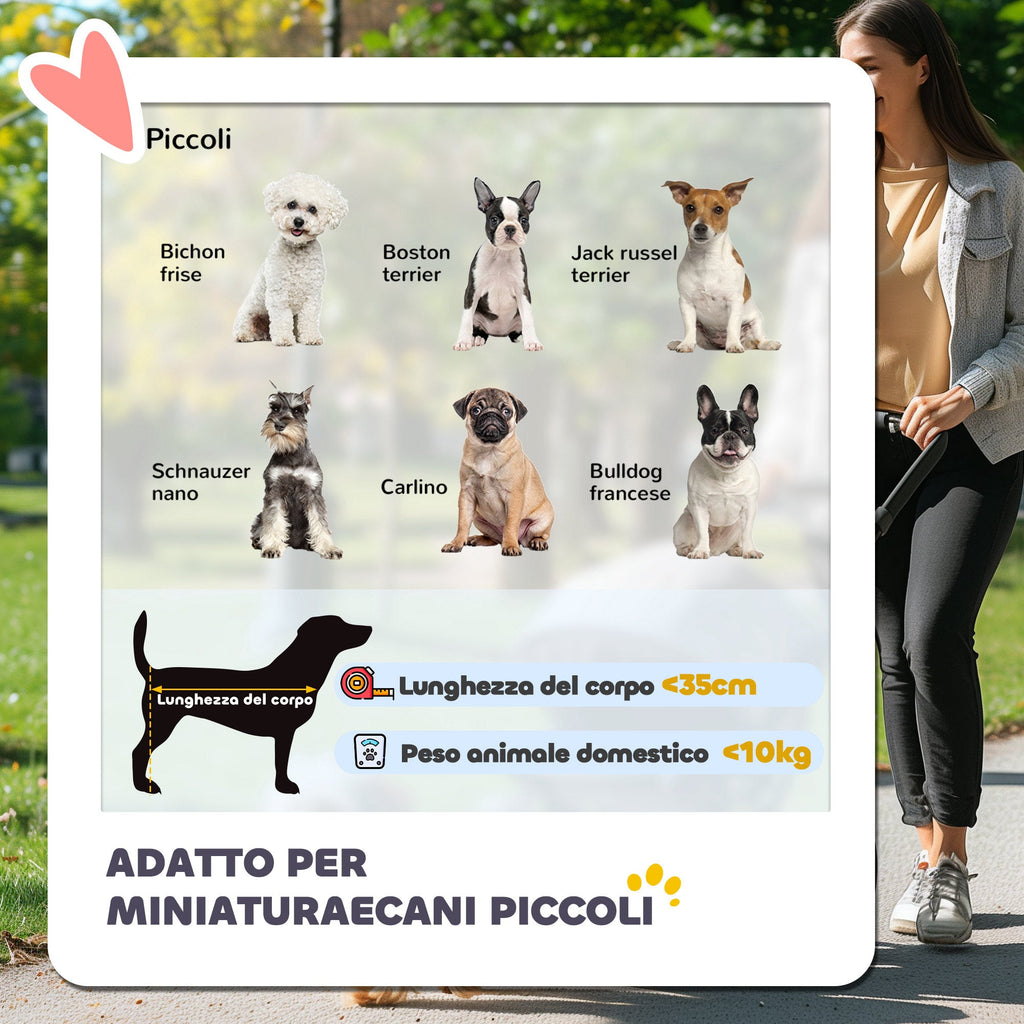 EasyComfort Passeggino per Cani Piccoli Pieghevole con Copertura Antipioggia, Ruote Girevoli e con Freni, Grigio