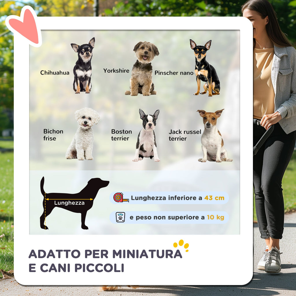 EasyComfort Passeggino per Cani Piccoli Pieghevole con Maniglione Girevole e Ruote con Freni, 76.5x52x95cm, Rosso