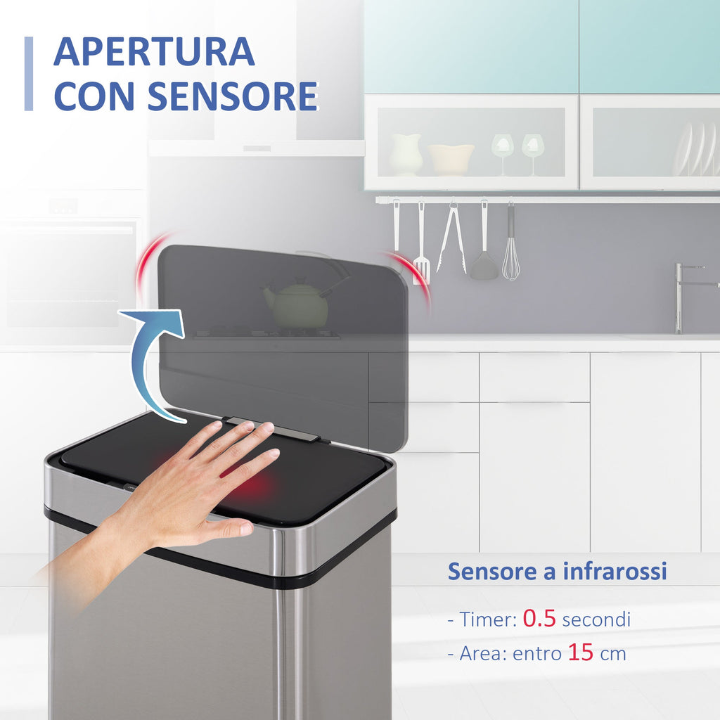 Easycomfort 72L prullenbak met infraroodsensor en 3 compartimenten