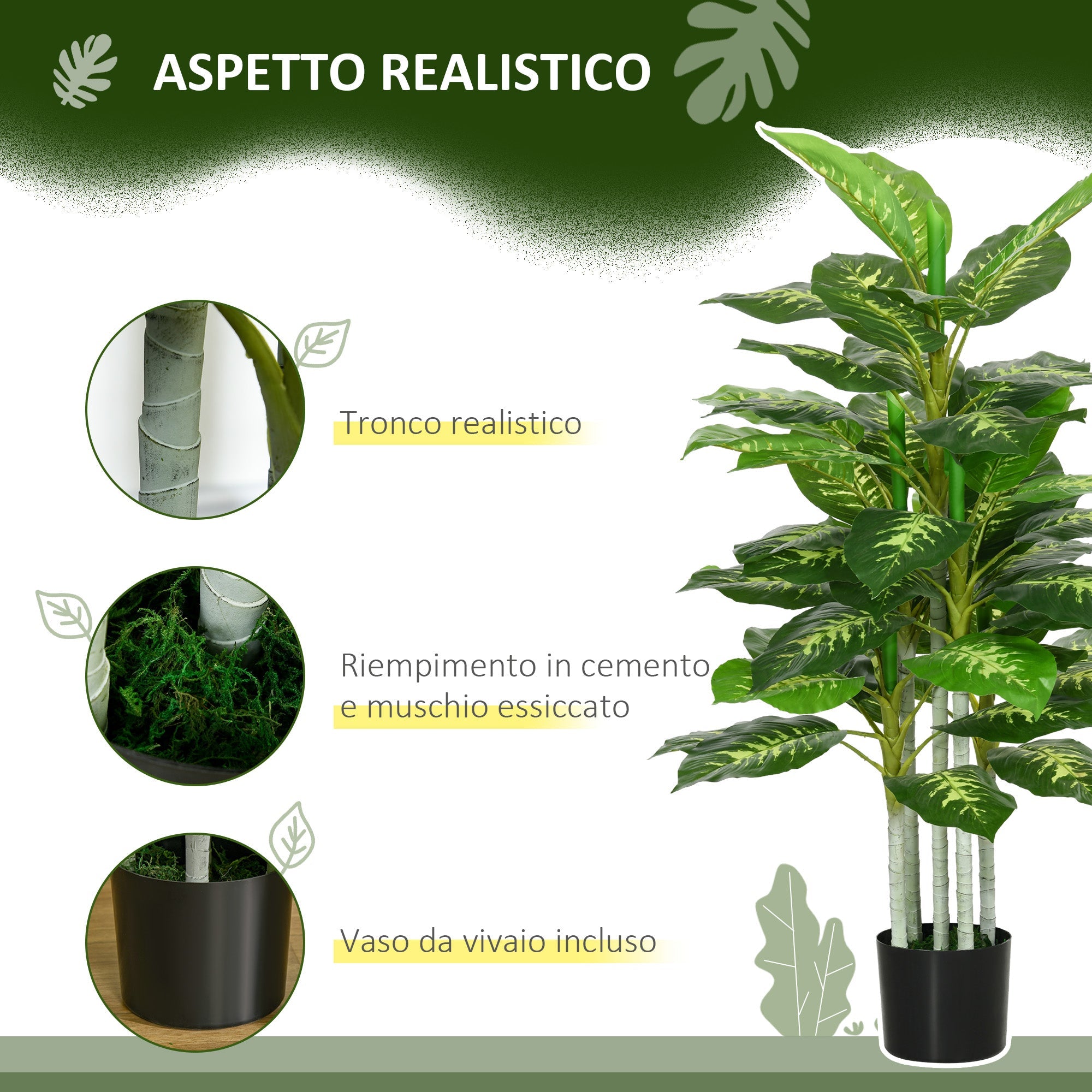 EasyComfort Pianta kunstplant 120 cm met zwarte pot