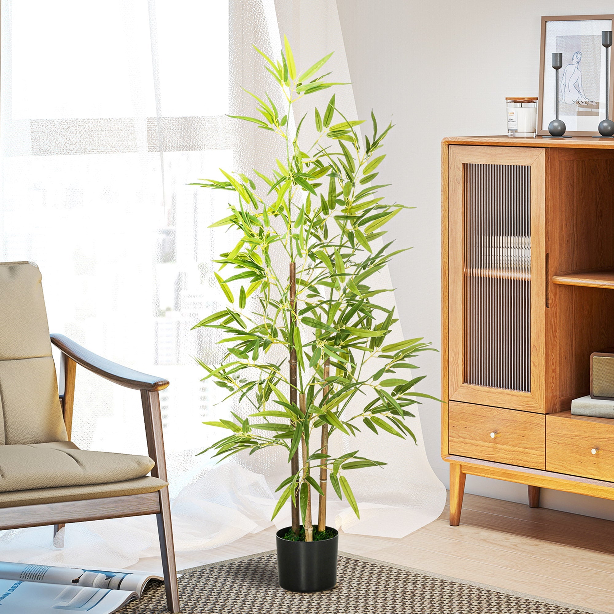 EasyComfort Bamboe kunstplant 120 cm met pot