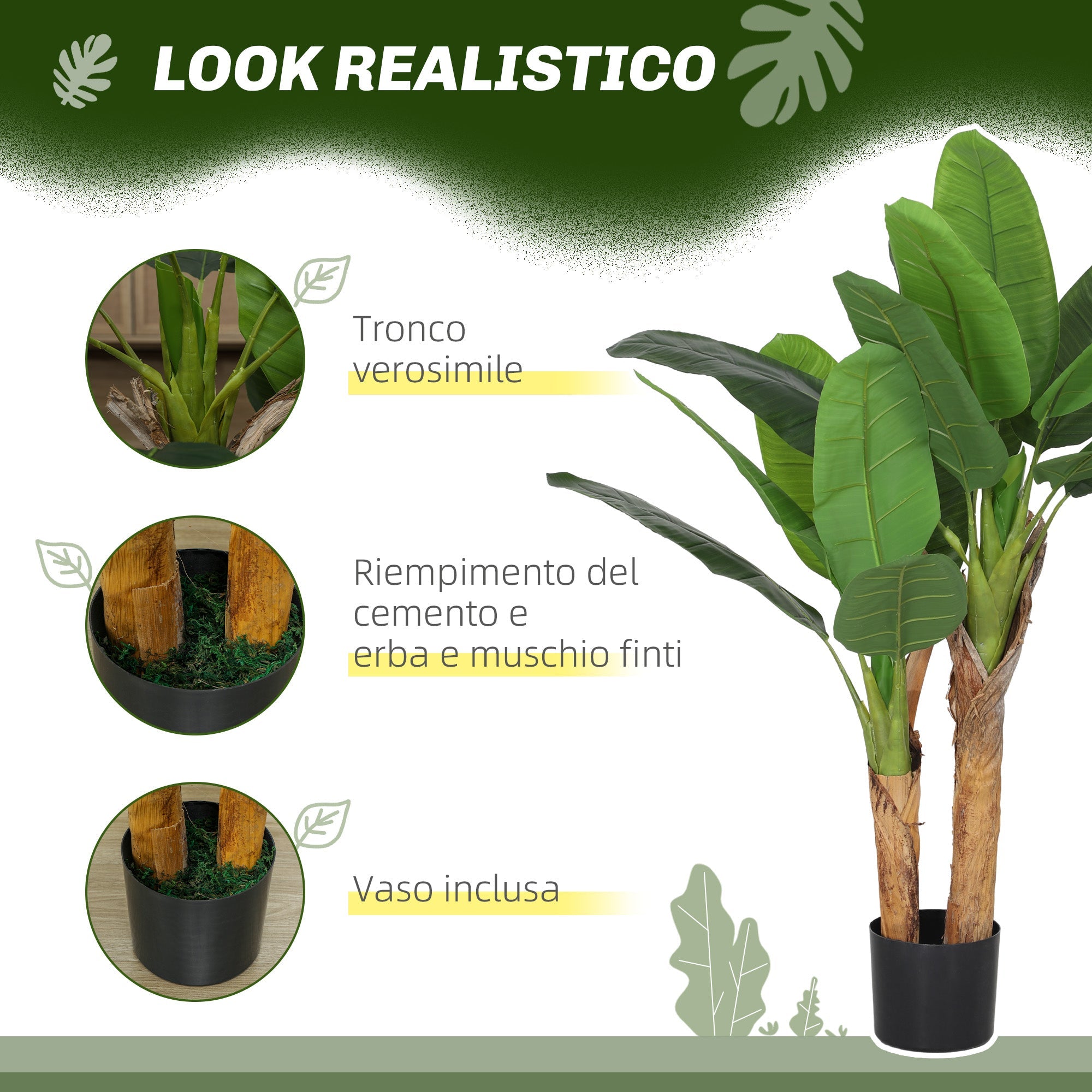 EasyComfort kunstbananenboom 120 cm inclusief pot