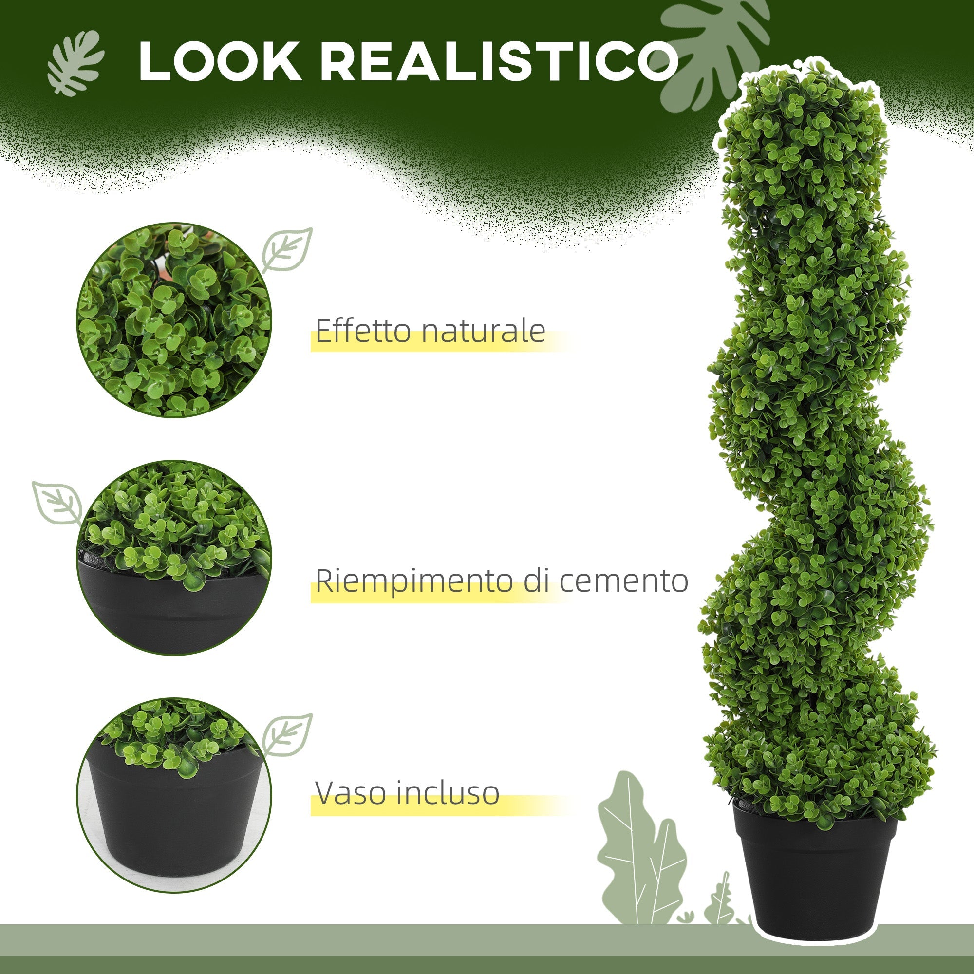 EasyComfort Kunstplant Eucalyptus spiraal 90 cm met pot