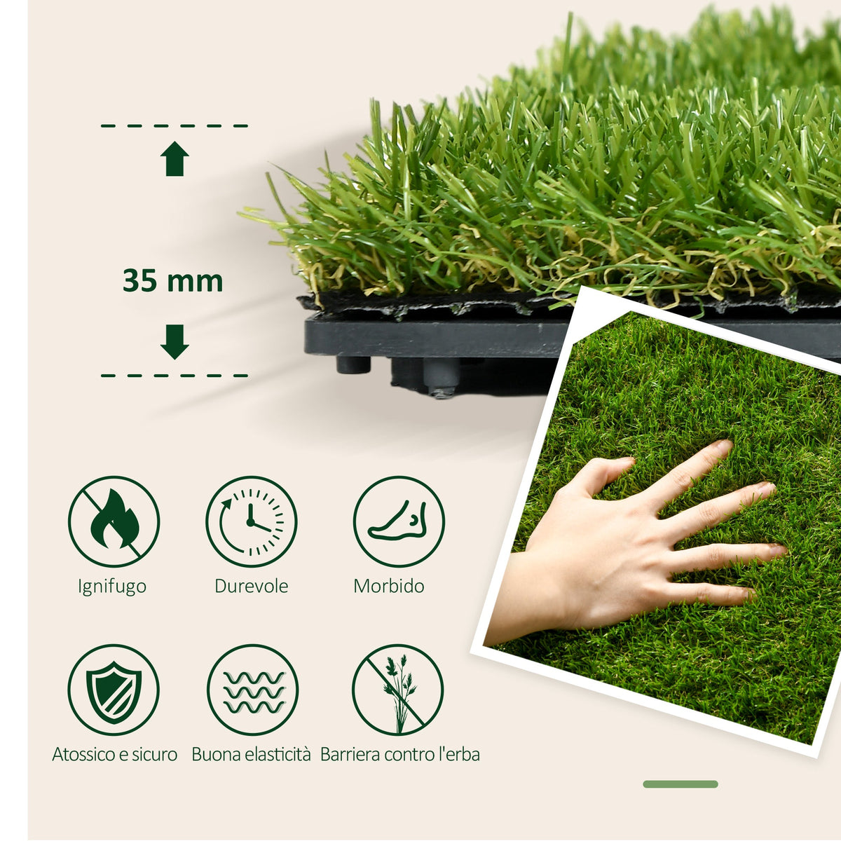 EasyComfort tuintegels met kunstgras 30x30 cm - set 10 (dichtheid 6500)