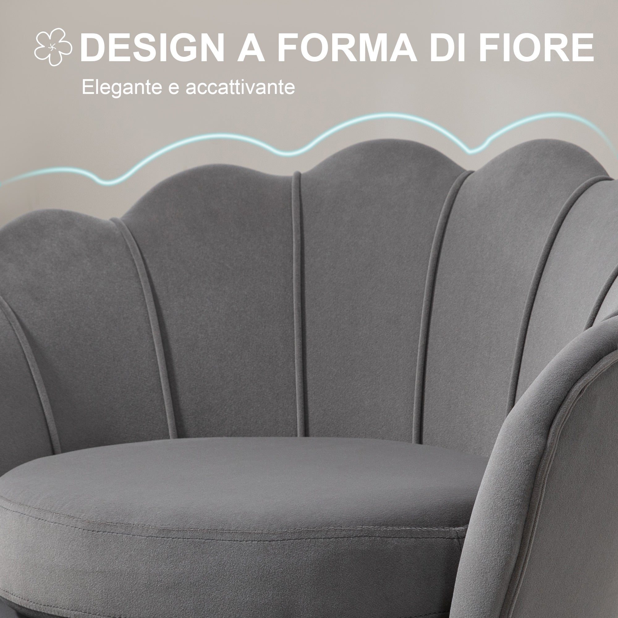 EasyComfort Poltrona a Conchiglia fauteuil 76x67x74 cm, grijs