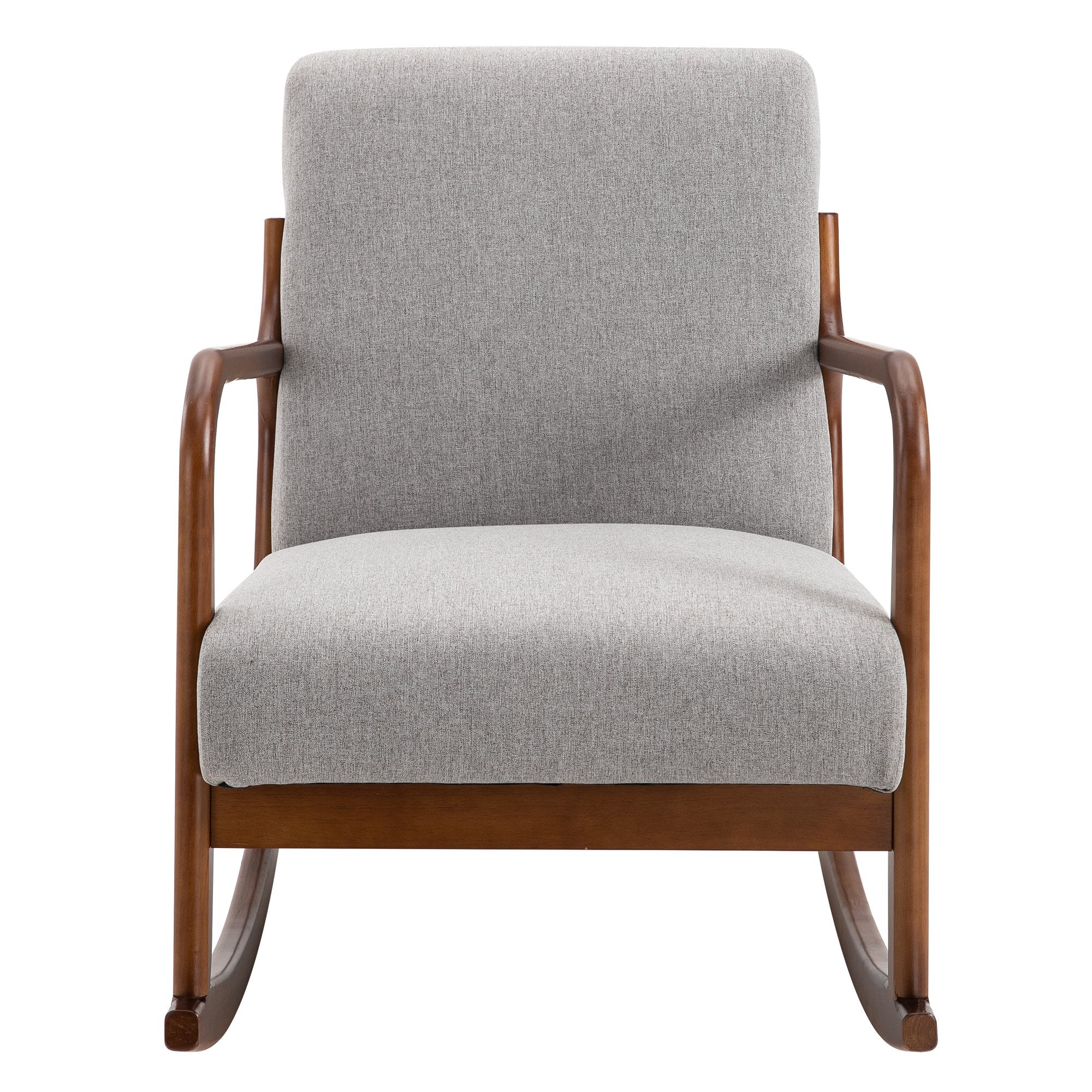 EasyComfort Schommelstoel gestoffeerd vintage eucalyptushout & linnen 64x86x80 cm