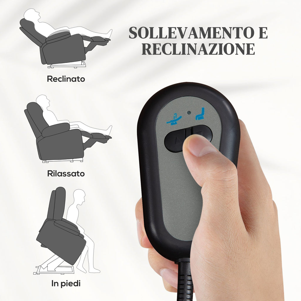 EasyComfort Poltrona Alzapersona Elettrica with 8 Punti Vibranti, 4 Modalità di Massaggio e Riscaldamento, Grigio