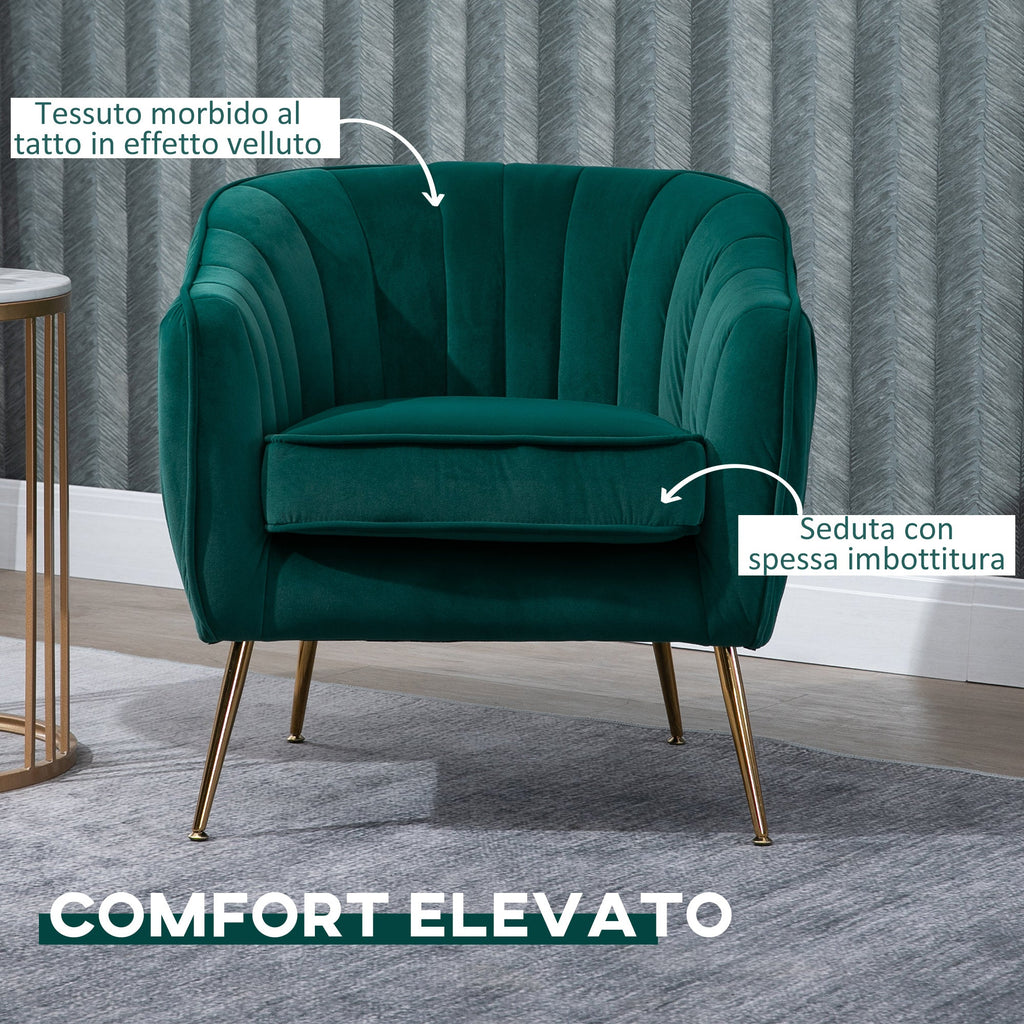 Easycomfort Poltrona da Salotto Imbottita with Braccioli e Schienale, Design Moderno, Gambe in Metallo, 71x72x73 cm, Verde