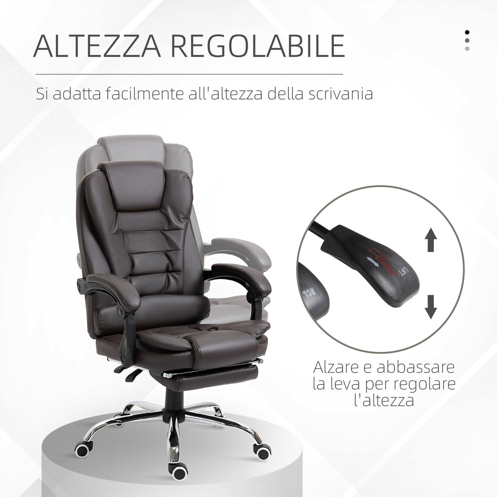 EasyComfort Presidentiële bureaustoel met voetensteun, 64.5x69x109-117 cm
