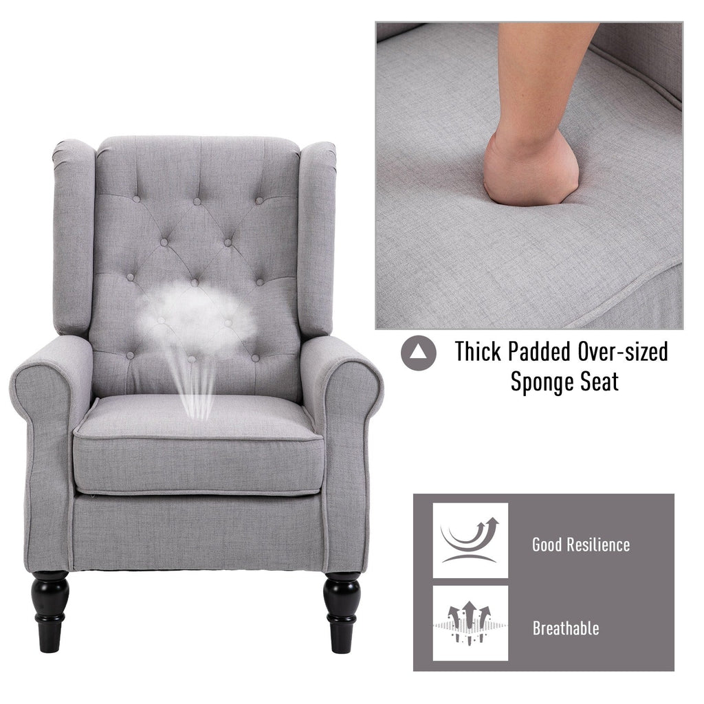 EasyComfort Grijze fauteuil in Franse stijl, brede zitting