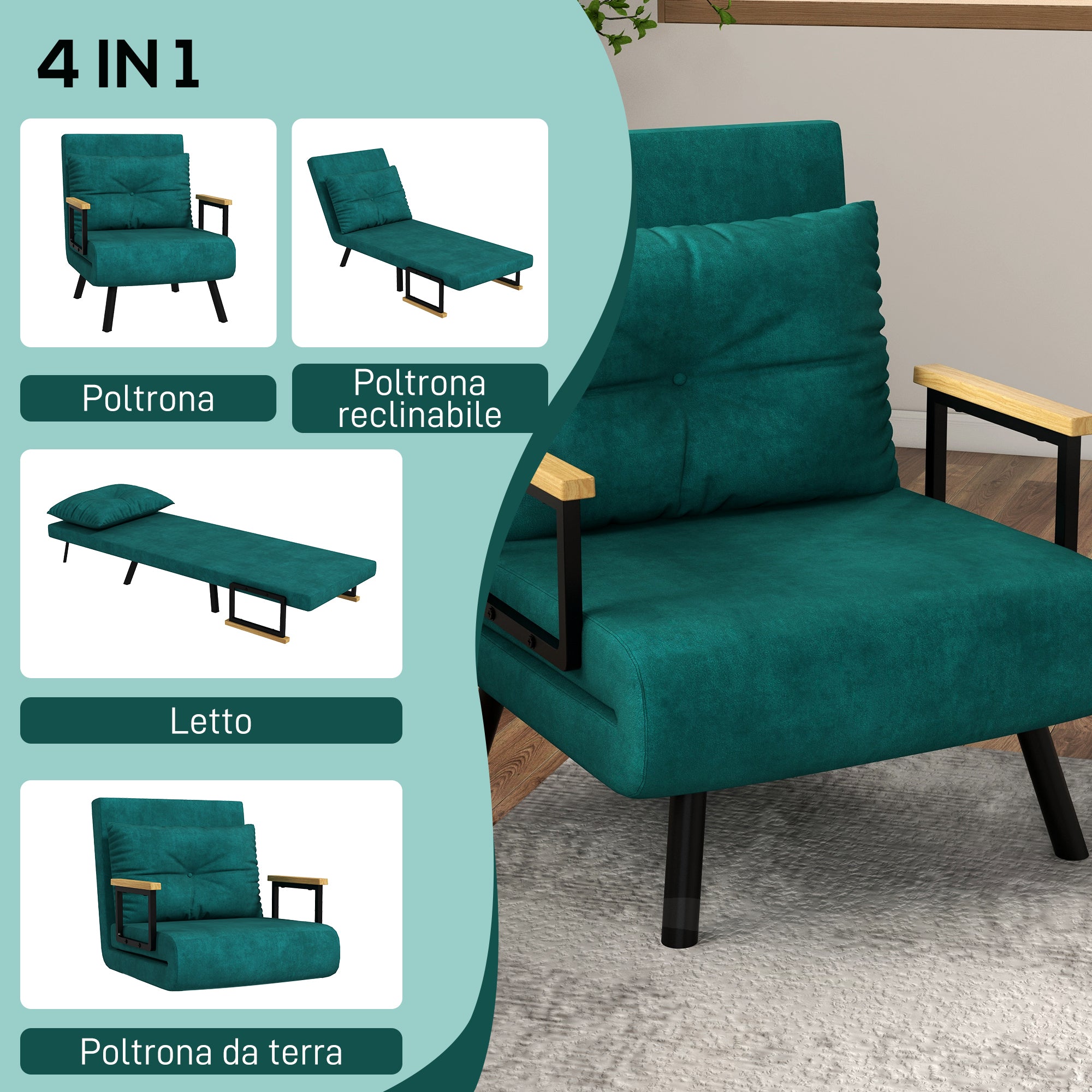 EasyComfort 3-in-1 slaapfauteuil, 63x73x81 cm
