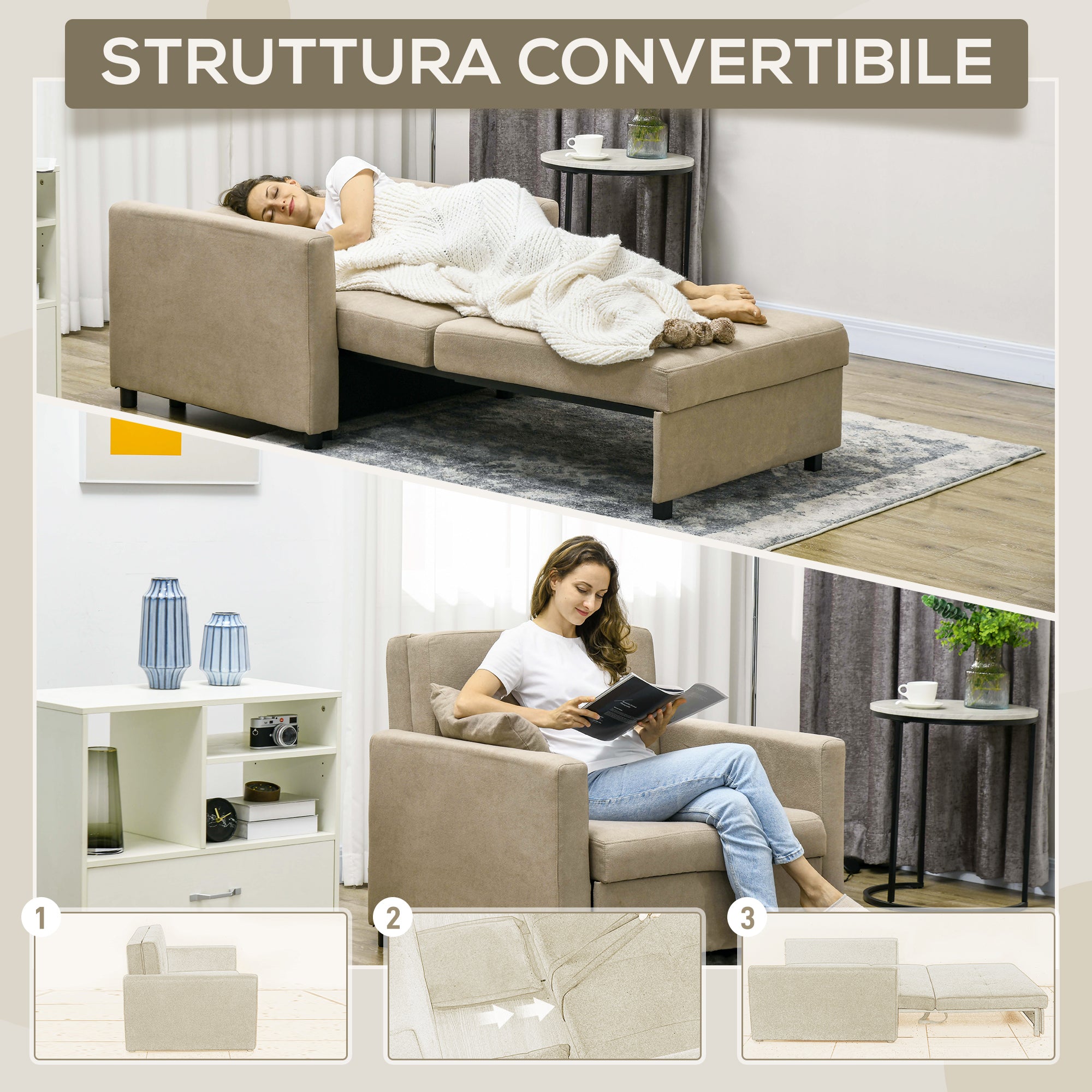EasyComfort Fauteuilbed fluweellook lichtbruin 100x98x88 cm