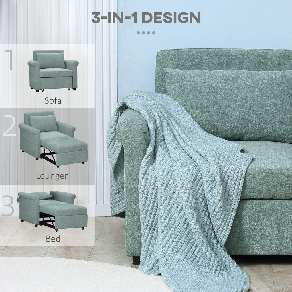 Easycomfort Poltrona Letto Singolo Salvaspazio Reclinabile su 4 Livelli with Seduta Imbottita, 96x84.5x87.5cm, Verde