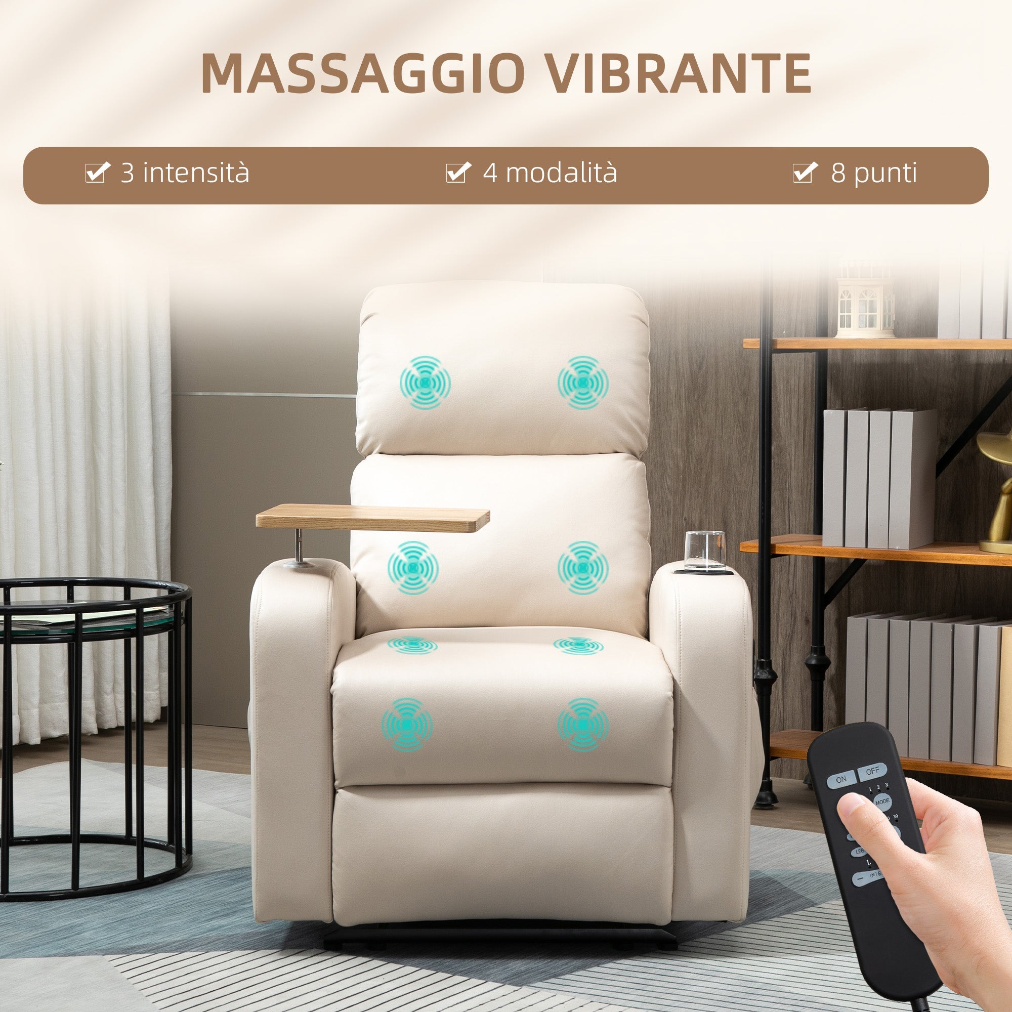 EasyComfort massagestoel en relaxfauteuil microvezel 77x93x105 cm Beige